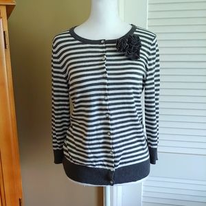 Old Navy Gray & White Striped Cardigan size Small